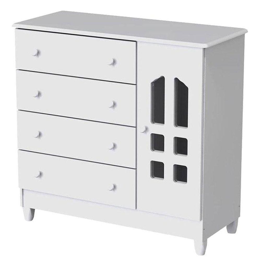 Cômoda Infantil Selena Branco Brilho - Carolina em Oferta na Shopee