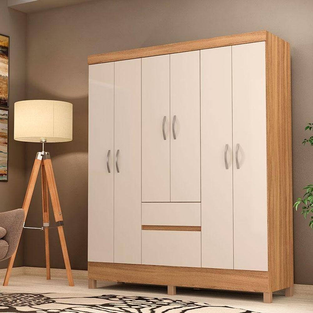 Guarda Roupa Casal Ambiente Flash 2 Amêndola Touch Off White - Demóbile - Home & Living