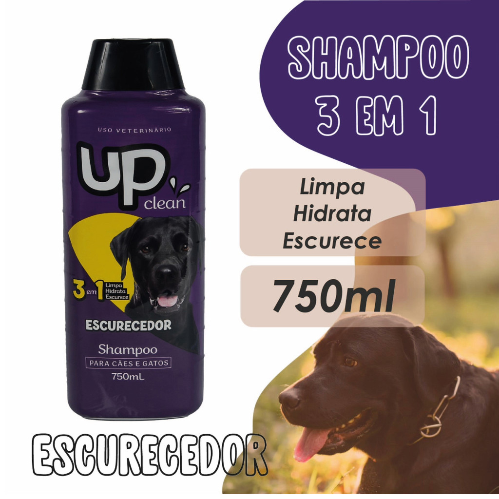 Shampoo Hidratante Escurecedor 3 Em 1 - 750ml Up Clean Cães Gatos