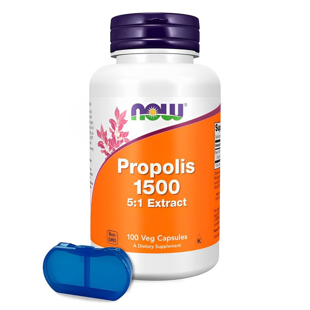 Própolis Abelha 1500 Now Foods 300mg 100Cáp + Porta Cápsulas em Oferta na Shopee