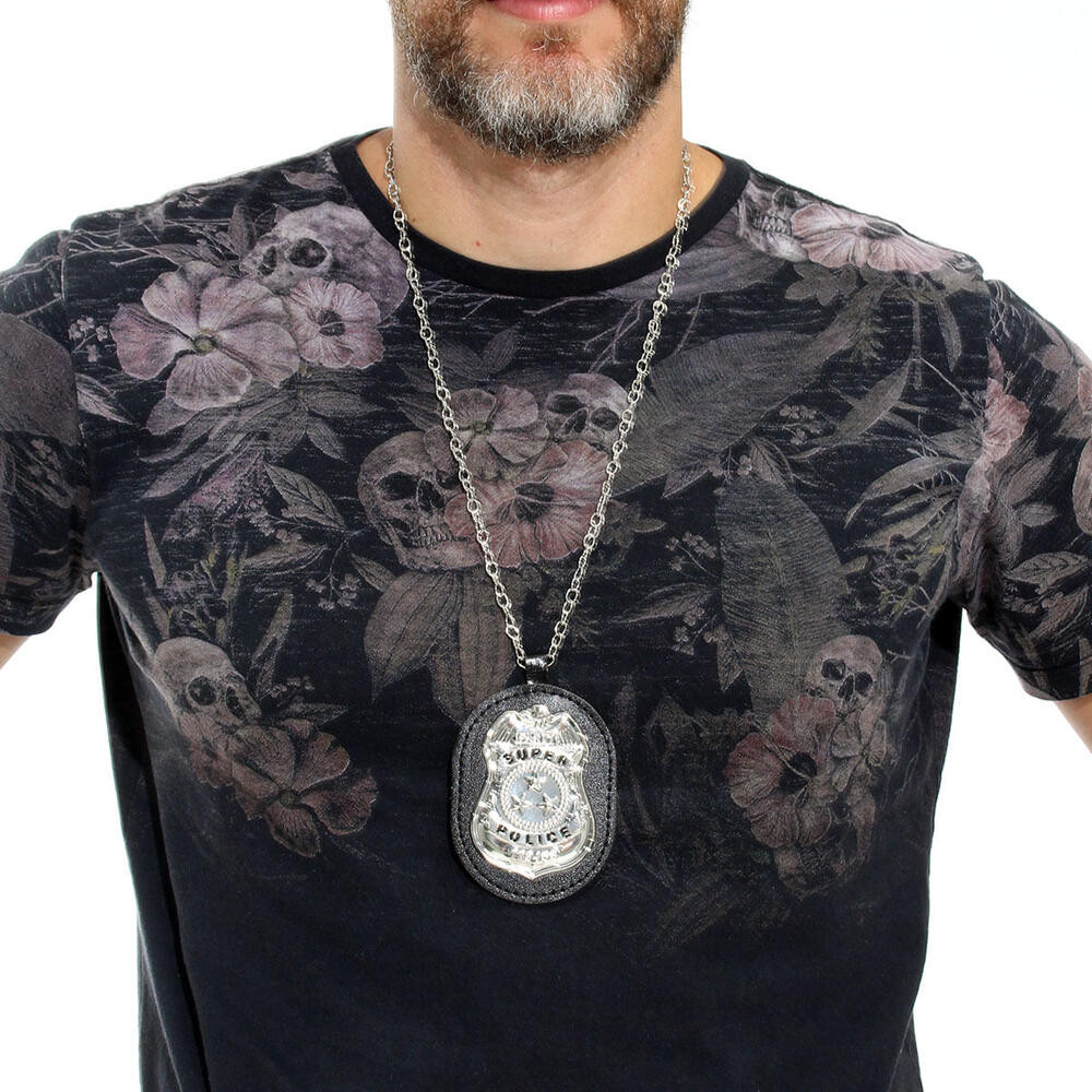 Distintivo De Couro Com Colar em Oferta na Shopee