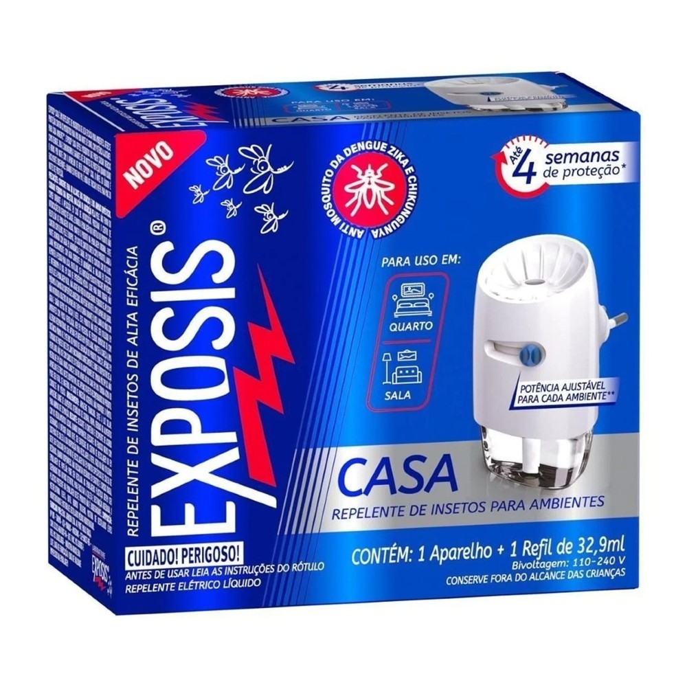 Repelente Elétrico Líquido Exposis Casa Bivolt + Refil 32,9ml - Beauty