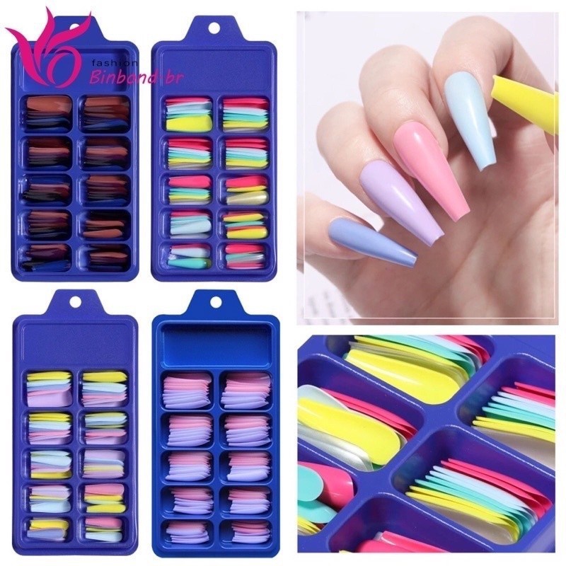 Unha Postiça Bailarina Coloridas Kit 100 Pçs
