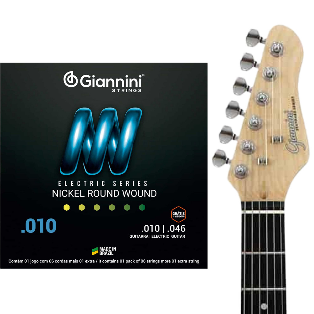 Encordoamento Guitarra Giannini Nickel Round 010 GEEGST10