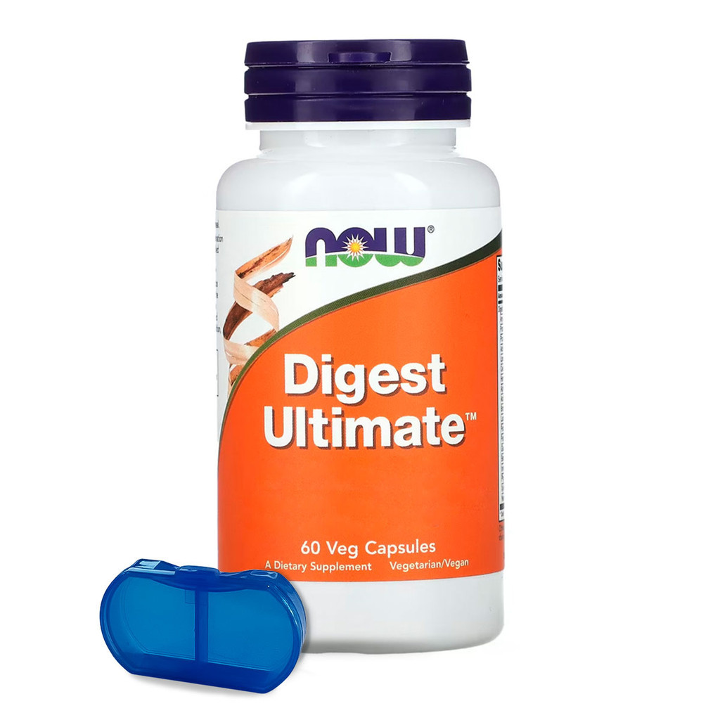 Digest Ultimate Now Foods 60 Veg Cápsulas Produto Importado + Porta Cápsulas