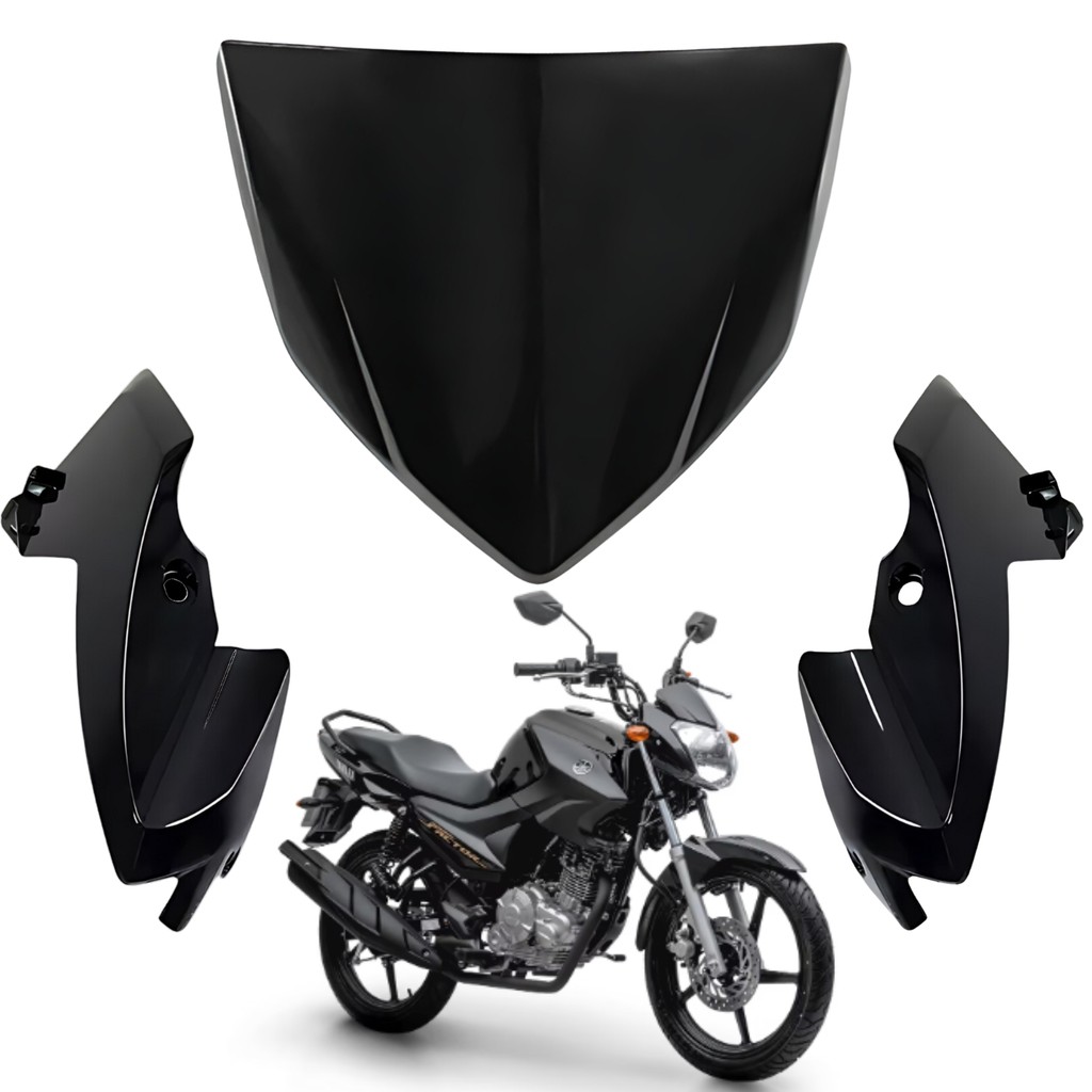 KIT CARENAGEM BANANINHA FAROL SUPERIOR FACTOR 150 PRETO BRILHO 2020 A 2024 PARAMOTOS YAMAHA