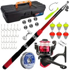 Kit De Pesca Completo Com Vara Molinete Maleta Isca Artificial E Acessórios