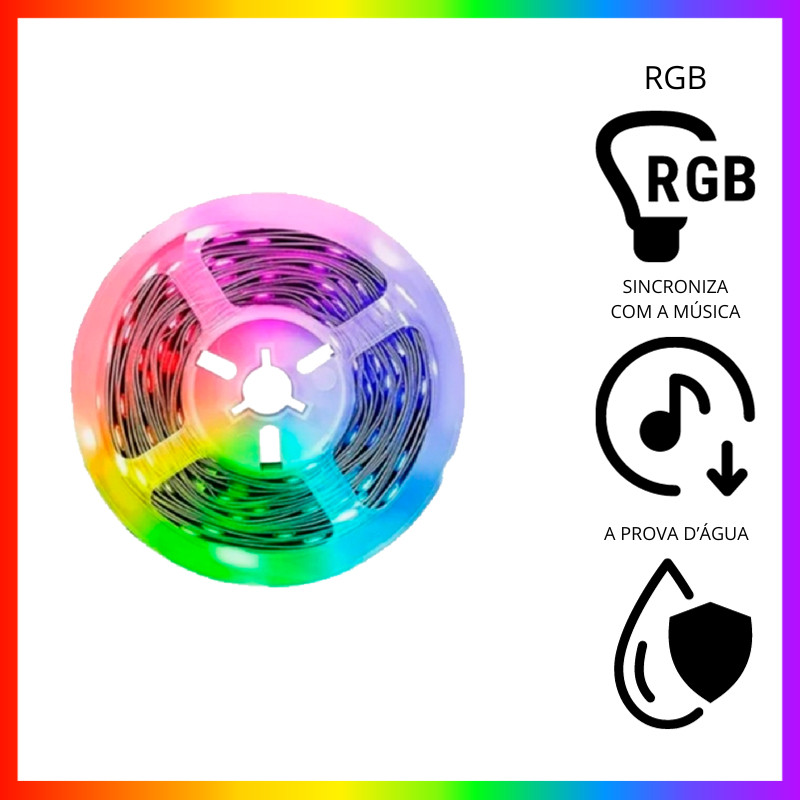 Pisca LED RGB 10M USB + CONTROLE  | Controle por aplicativo | A prova d'água | Pisca-Pisca para Decoração de Natal
