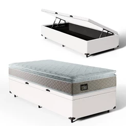 Cama Box Baú com Colchão de Espuma Strong D45 One Face Solteiro 88cm