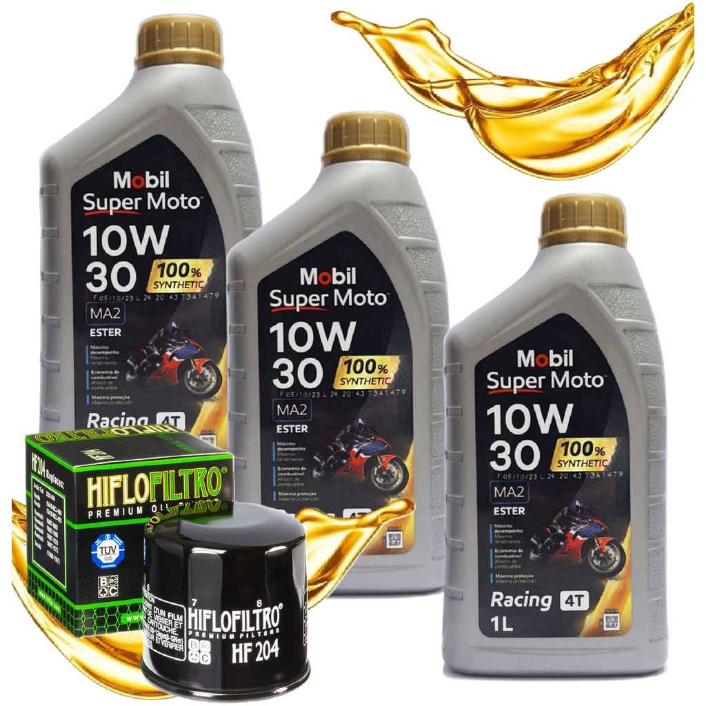 Troca de Óleo Cbr 600rr Cbr 650f Cb500r Cb 500f Shadow 750 Mobil Sintético + Filtro Hiflo Hf204 em Oferta na Shopee