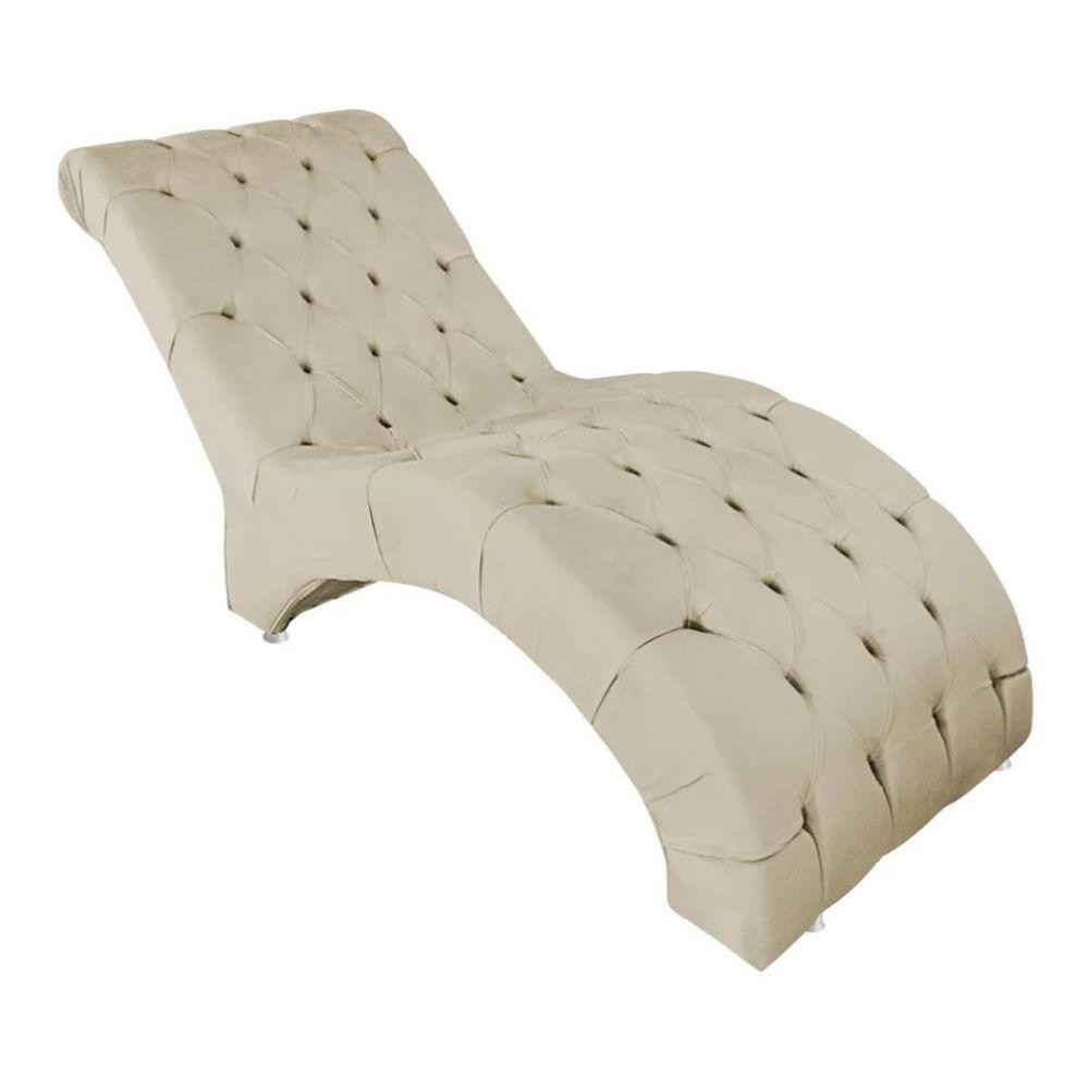 Recamier Divã Espreguiçadeira Para Sala E Cliníca Estética Antonella Veludo bege em Oferta na Shopee