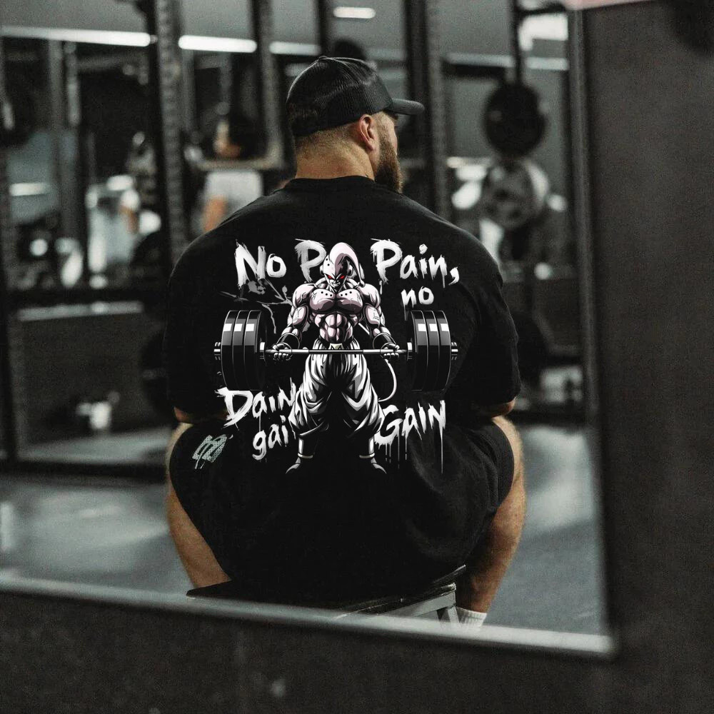 Camiseta Estampada Oversized Streetwear Unissex 100% Algodão No Pain Gym No Gain Academia