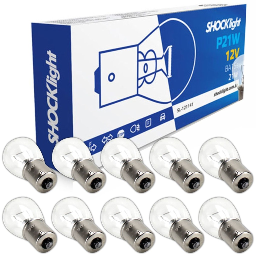 Lampadas Comum 1 Polo 12v P21w Shocklight 1141 Caixa Com 10 em Oferta na Shopee