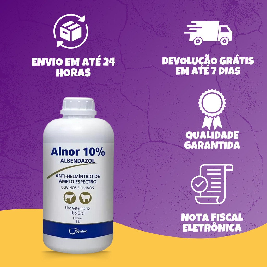 Detalhes do Alnor 10% Syntec Vermífugo Bovinos e Ovinos - 1 Litro