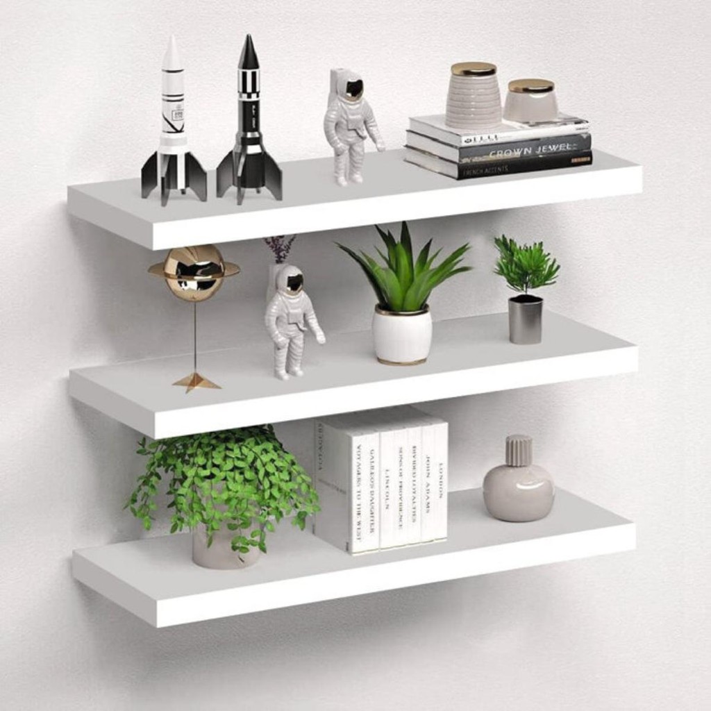 CONJUNTO 3 PRATILEIRA BRANCO 45X15 DECORATIVA SALA COZINHA PRATELEIRA RAMARIO ESTANTE ORGANIZADOR ESCRITORIO DECORAÇAO