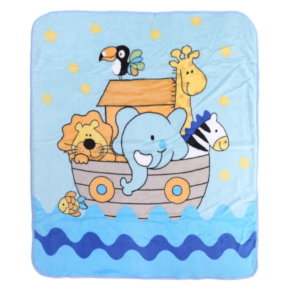 Cobertor Bebê Azul Rozac Baby Soft Para Berço Estampado - Mom & Baby