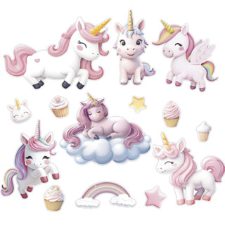 Adesivo Papel de Parede Infantil Unicórnios Cupcake Estrela em Oferta na Shopee