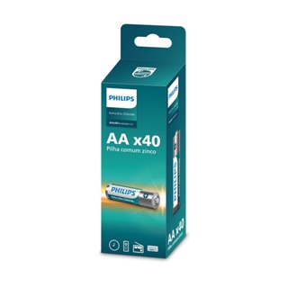 Pilha Zinco AA Philips Bateria Carvão 2A Pequena Tubo kit com 40 unidades em Oferta na Shopee