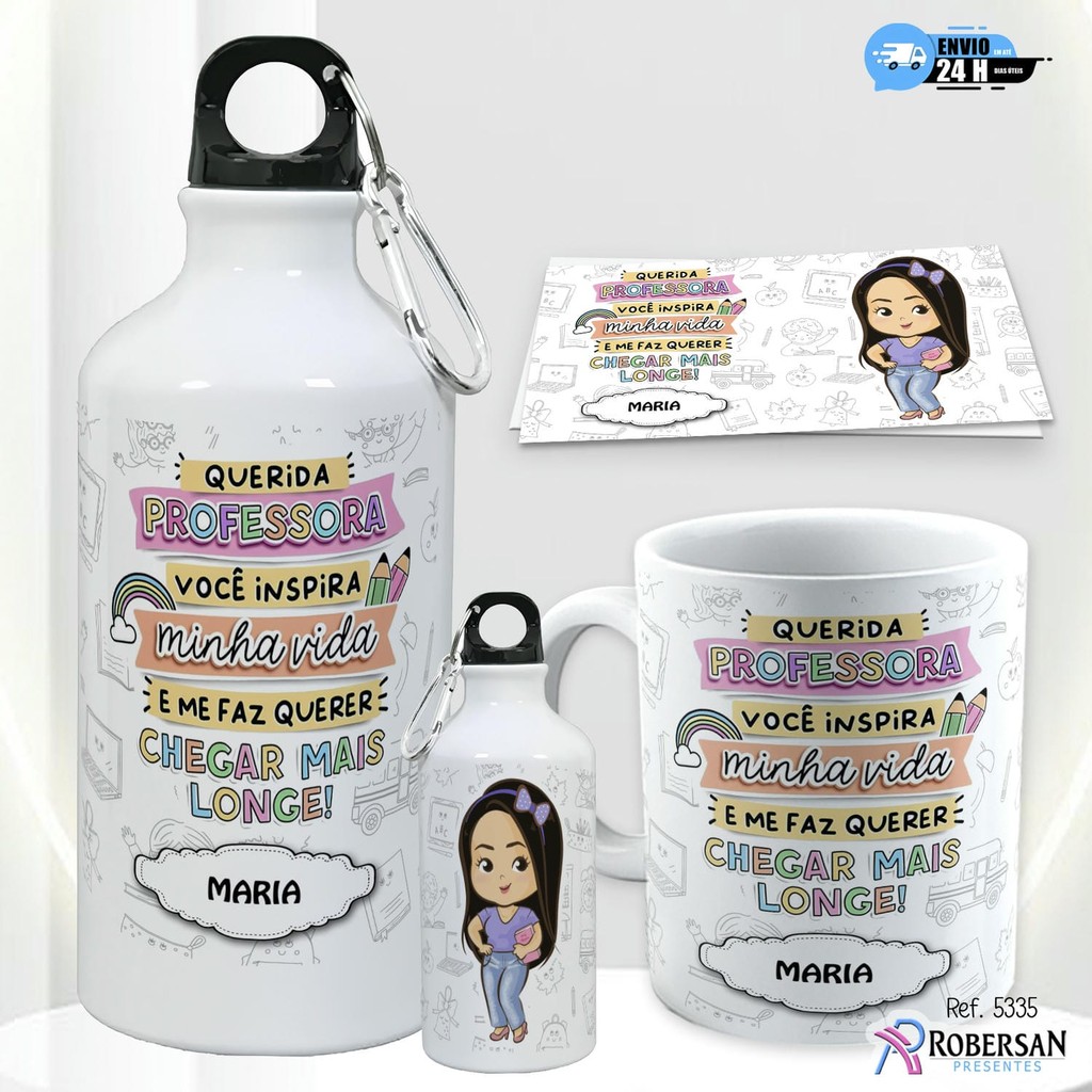Caneca Personalizada Professora Dia dos Professores Garrafa  Professor Professora de Água Squeeze