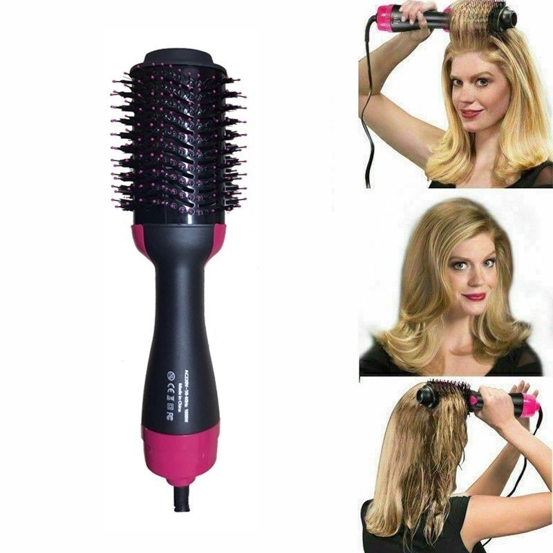 Escova Secadora Oval Elétrica 3 em 1 Hot Air Brush 110V – Alisa/ Modela e Dá Volume em Um Passo Para Cabelos - WL