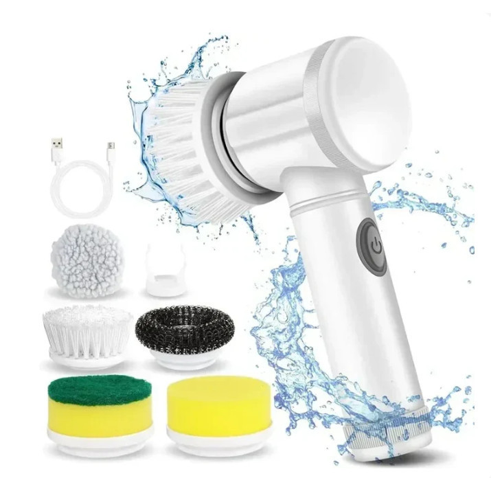 Escova Elétrica de Limpeza 5 em 1 Sem Fio Limpador Multiuso Prático Com Mais Duas Cabeças de Escova coisas diferentes para casa