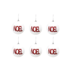 Bola de Natal Decorada - Noel Branco e Vermelho - 8cm - 6 unidades - Cromus - Rizzo