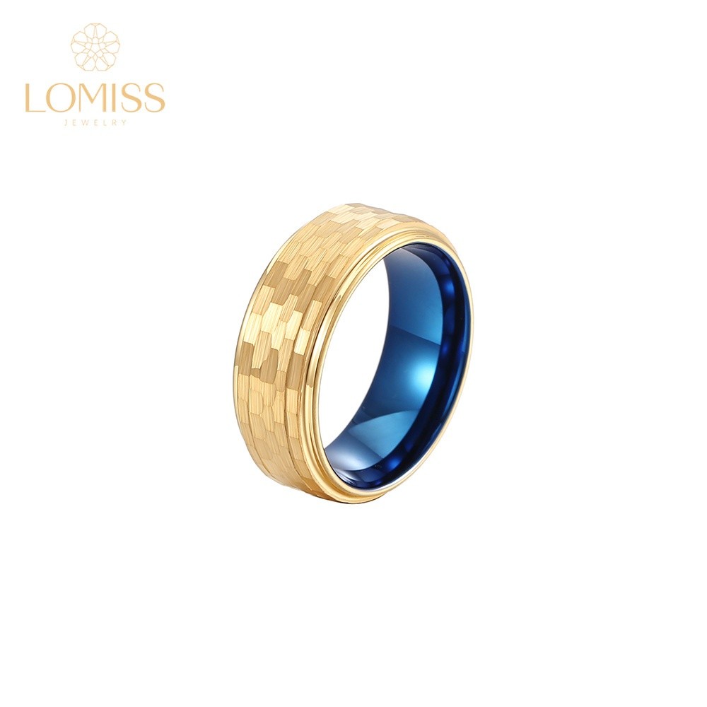 Anel Alianca De Casamento  Masculino De Ouro Aço Tungstênio Pvd/Azul em Oferta na Shopee