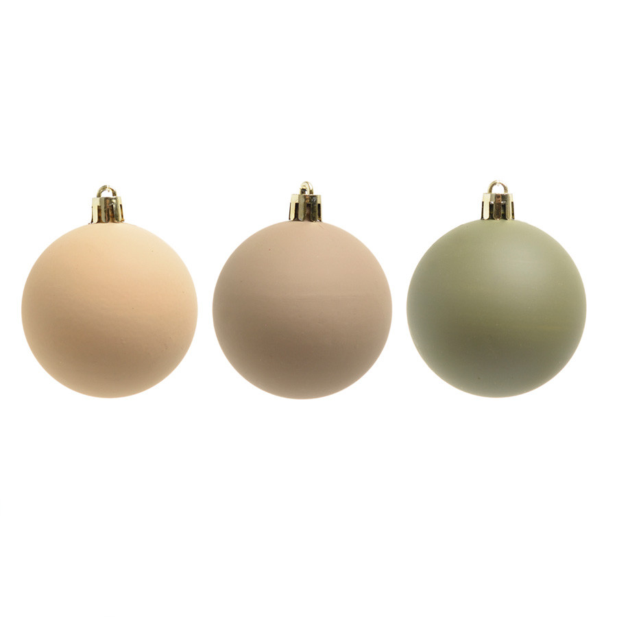 Bolas de Natal em Tubo - Marrom Mocha, Marfim e Verde Militar - 6cm - 6 unidades - Cromus - Rizzo - Home & Living