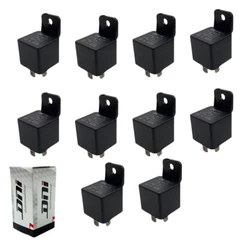 Kit 10 Relé Auxiliar Reversor 12v 40A / 10A 5 Terminais Com Suporte DNI0140