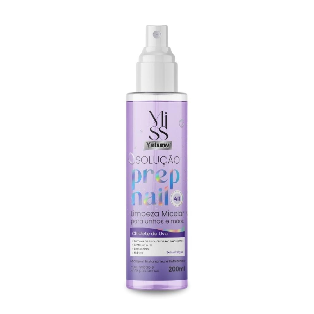 Prep Nail Spray Higienizante Chiclete Uva Unhas 200ml Yelsew Manicure Nail Designer
