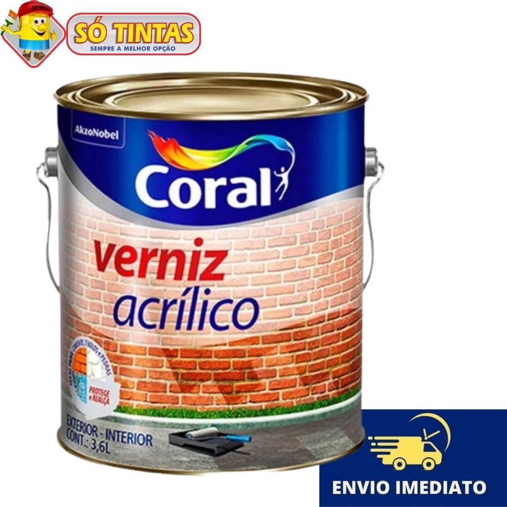 Verniz Acrílico Incolor Alto Poder de Proteção para Superfícies Base de Água 3,6 Litros Coral em Oferta na Shopee