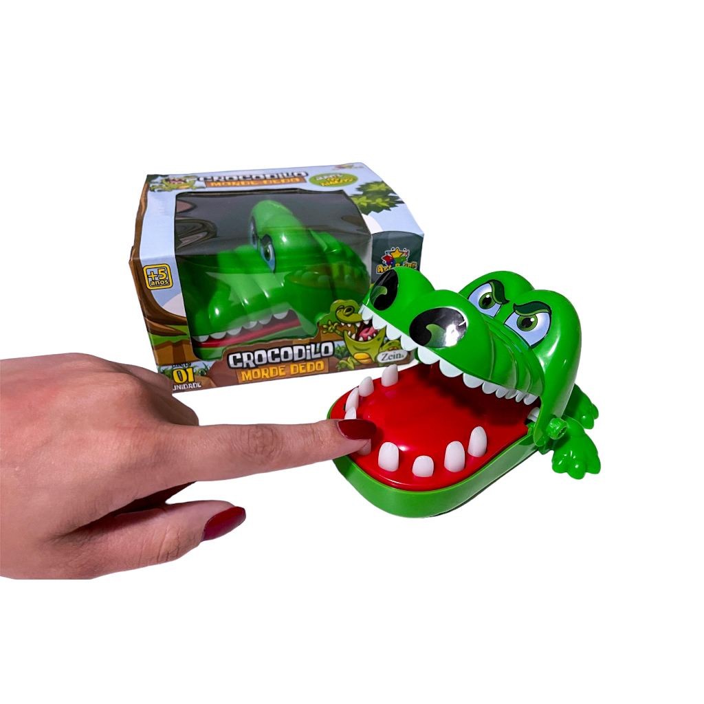 Jogo do Jacaré Crocodilo Morde Dedo Dente Armadilha Brinquedo Interativo Original Game Crianças Desafio Art Brink