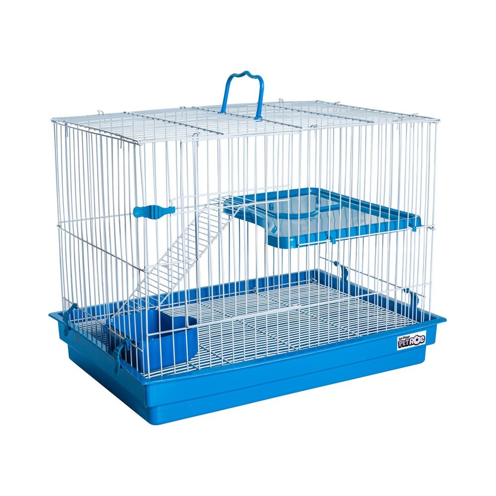 Gaiola Com Andar Para Coelho, Porquinho Da Índia e Chinchila Pet Roe Jel Plast Azul