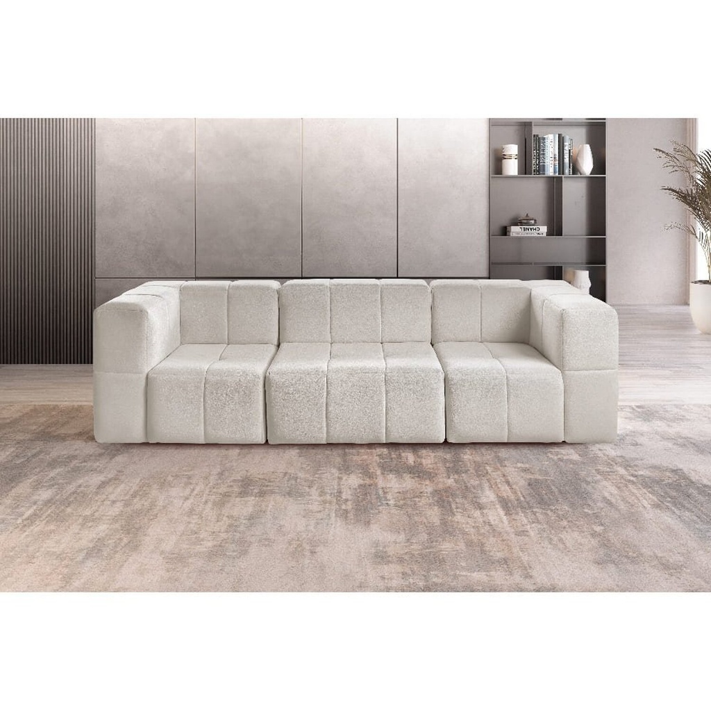 Sofá Modular 3 Lugares Bouclé Nude