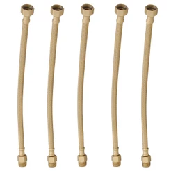 Kit 5 Engate Mangueira Flexível Dourado Trançado Inox 30cm