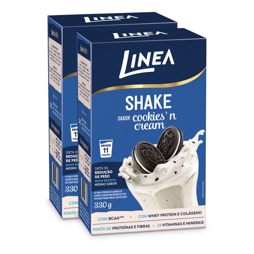 Kit 2 Shakes em pó Linea Sabor Cookies'n Cream 330g - Food & Beverages