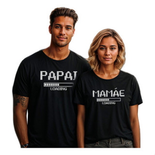 Kit Casal Camiseta E Baby Look Papai E Mamãe Loading em Oferta na Shopee