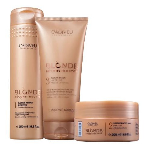 Cadiveu Blonde Reconstructor Shampoo 250ml+Mascara de Reconstrução+Acidificante 200ml
