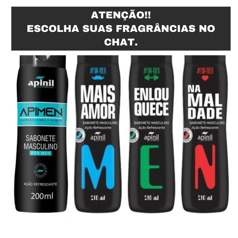 Kit 4 Sabonete Líquido Masculino Apinil 200ml em Oferta na Shopee