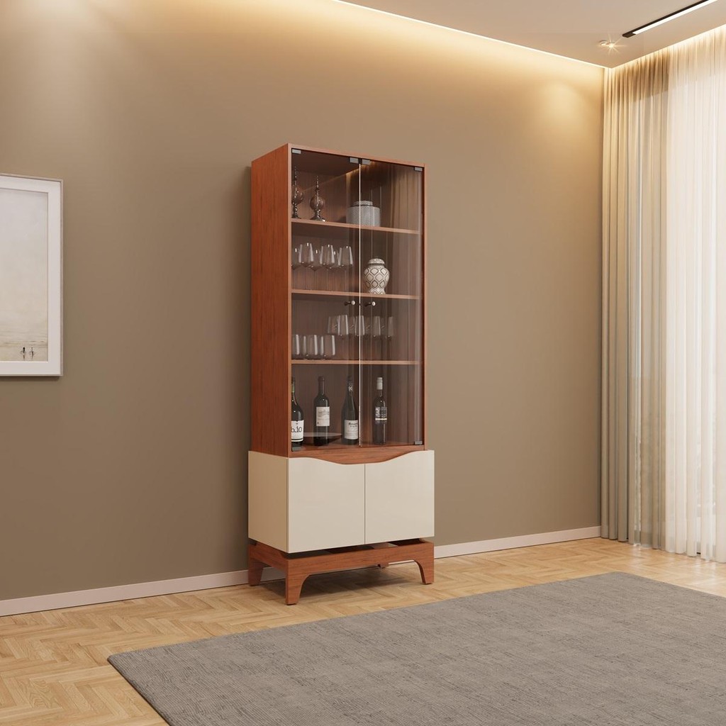 Cristaleira com 4 Portas e 3 Prateleiras DJ Móveis Joile Freijó Off White em Oferta na Shopee