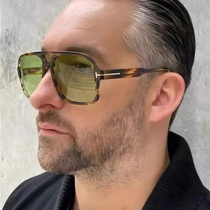 Vintage Clássico Ponte Dupla Quadrado Óculos De Sol Feminino Para Homens Masculino Luxo Punk Grande Quadro Tons UV400