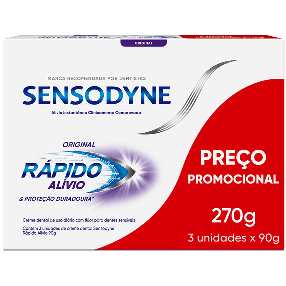 Kit Creme Dental Sensodyne Rápido Alívio 90g - 3 Unidades - Health
