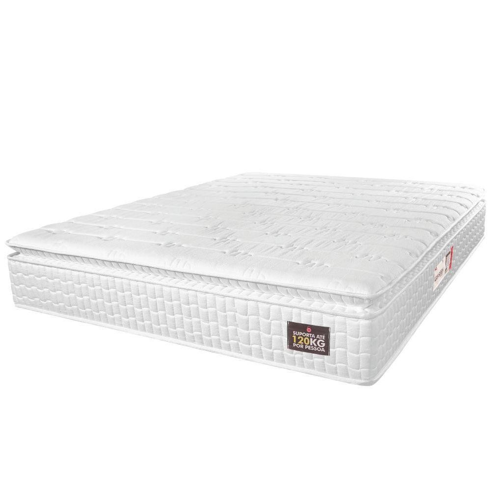 Colchão Casal Espuma D33 Pillow Top Van Gogh 138x188x24cm Branco Hellen-suporta Até 120 Kg Branco