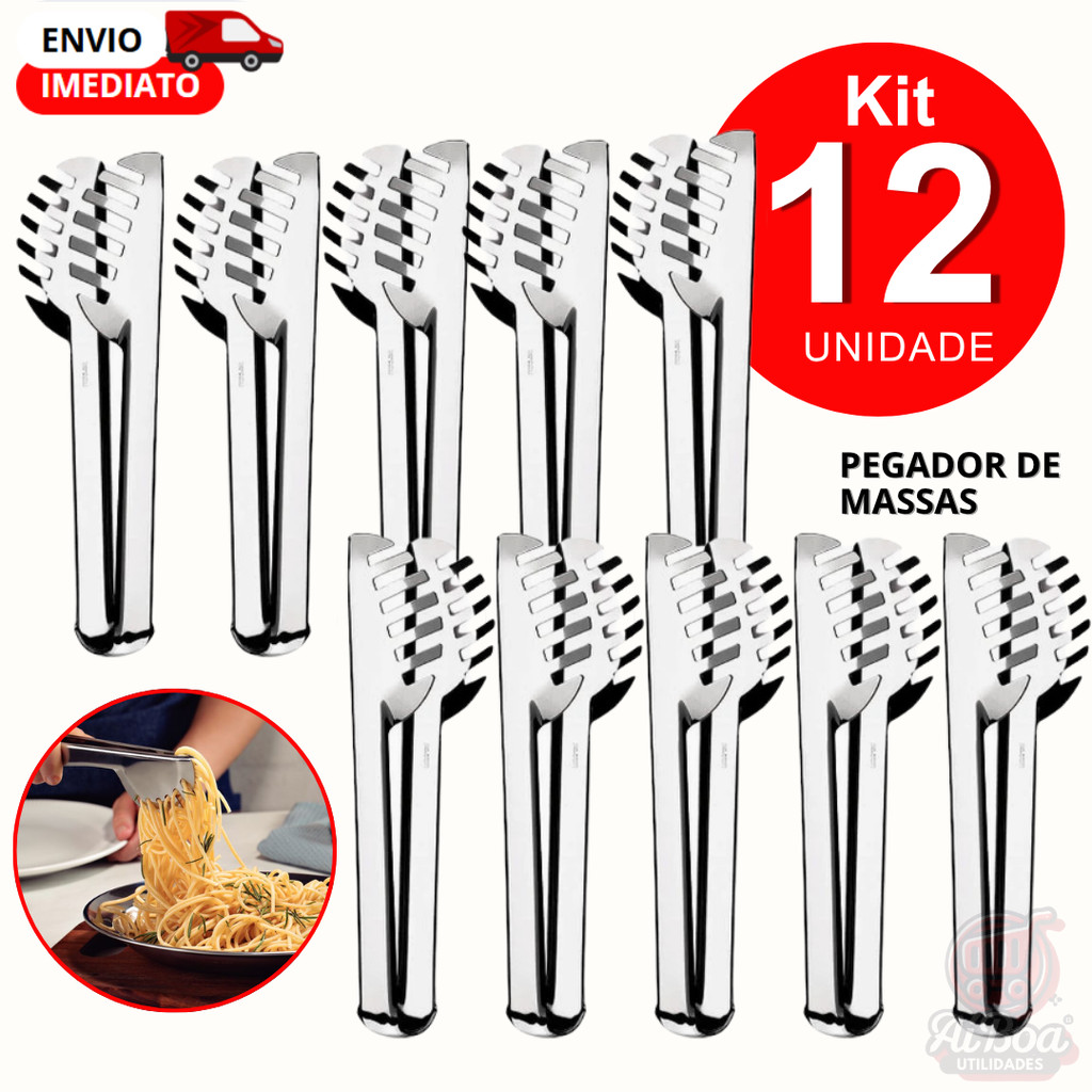 Utensílio Pegador de Massa Inox Com Serrilha - Ideal para Massa e Salada
