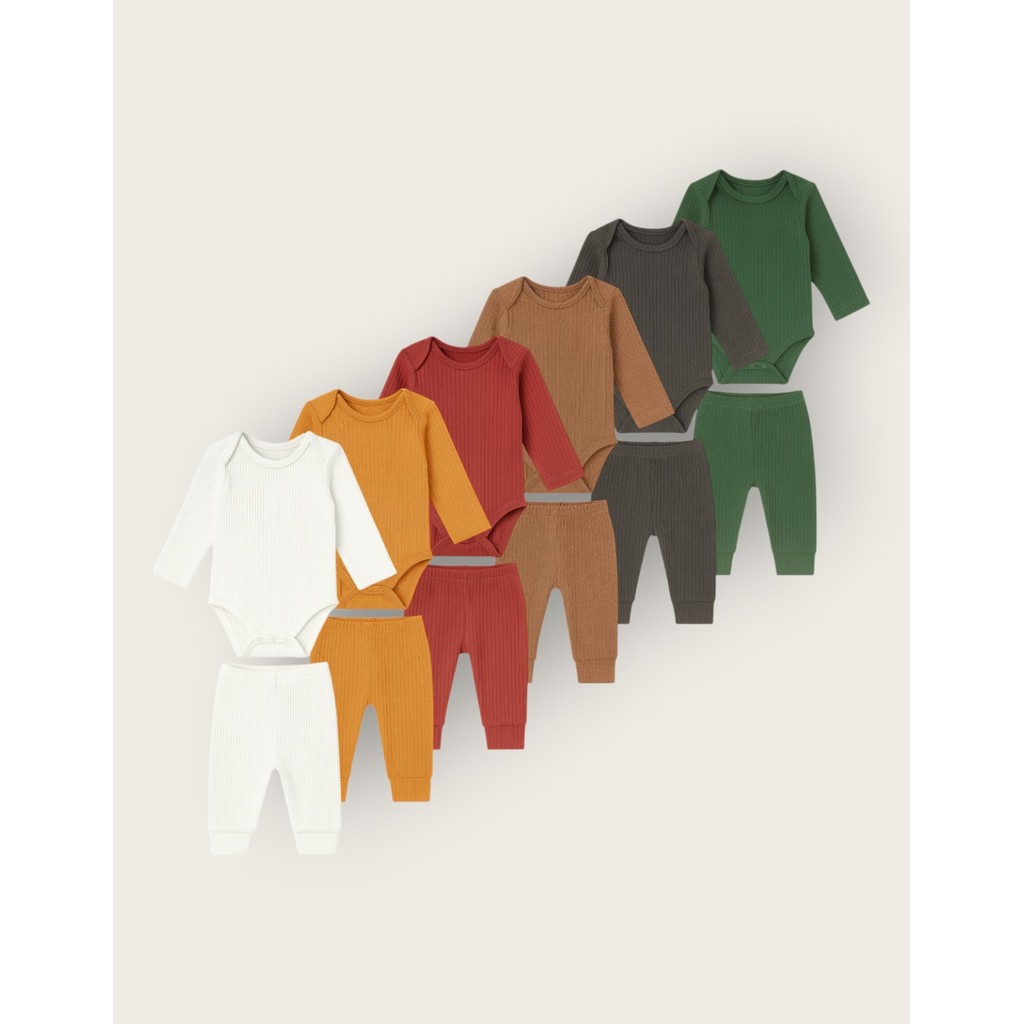 Combo 10 Conjunto Roupas De Bebê Primeira Roupinha Canelada Pacote Econômico Malha Ribana