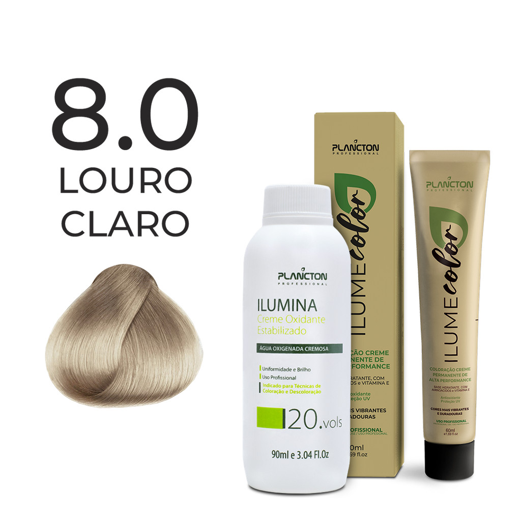 KIT ILUME COLOR PLANCTON - 8.0 LOURO CLARO + OX ILUMINA 20V