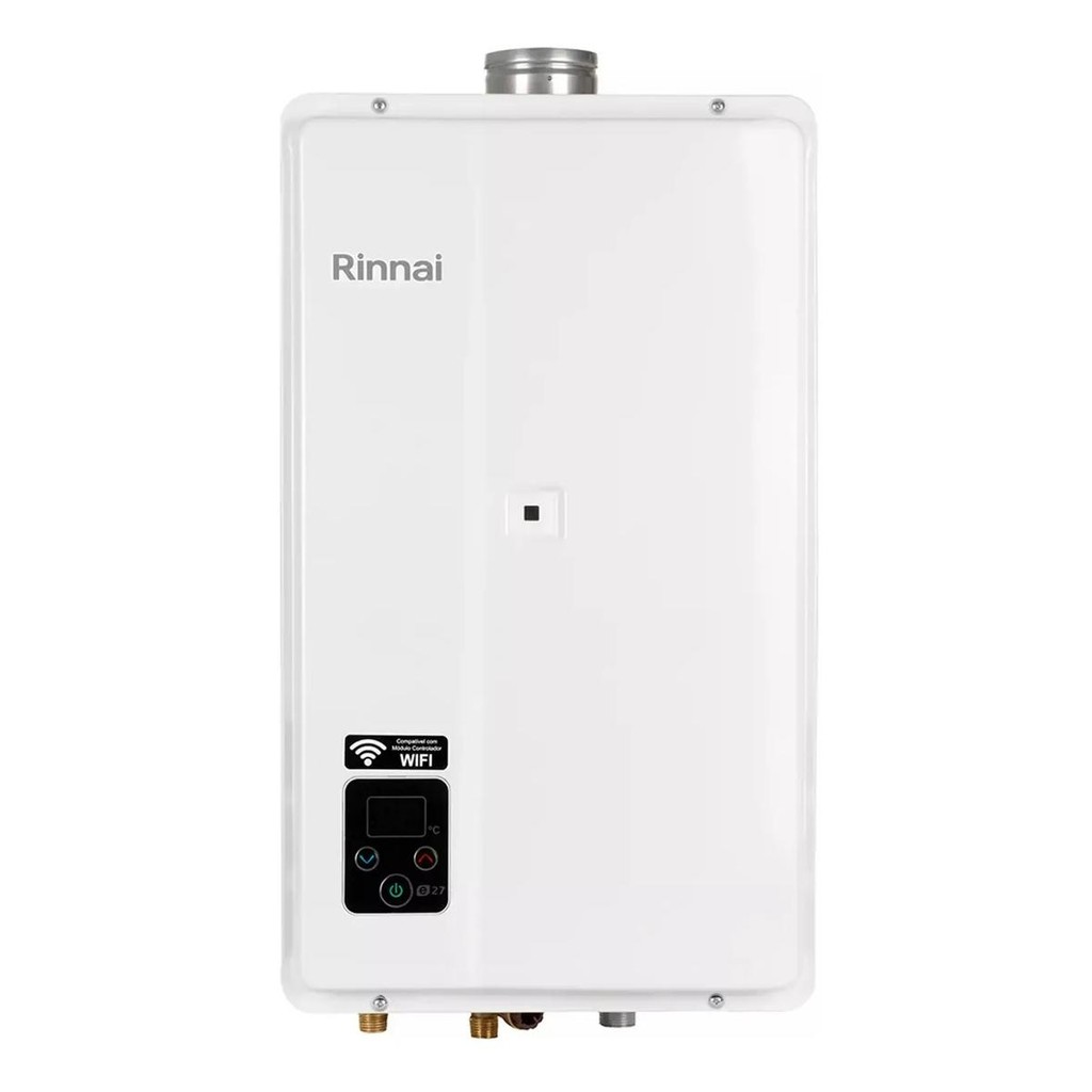AQUECEDOR A GAS DIGITAL E27 BRANCO 27 LITROS GLP RINNAI