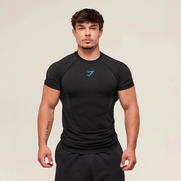 Top de Fitness masculino Casual correndo de secagem rápida respirável collants de manga curta camiseta masculina estiram