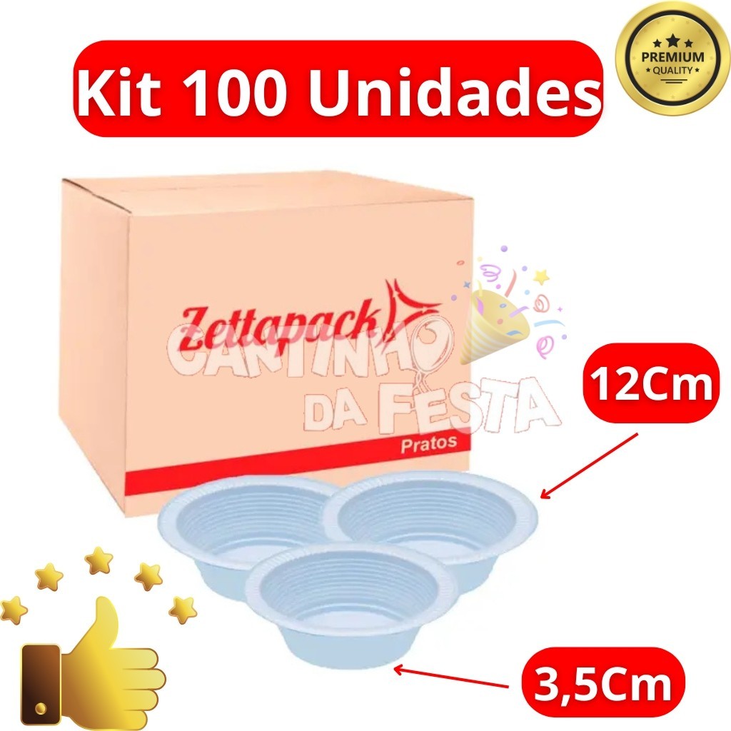 100 Pratos Cumbuca Descartável Fundo 12cm Branco Pequeno para Festa, Buffet e Eventos