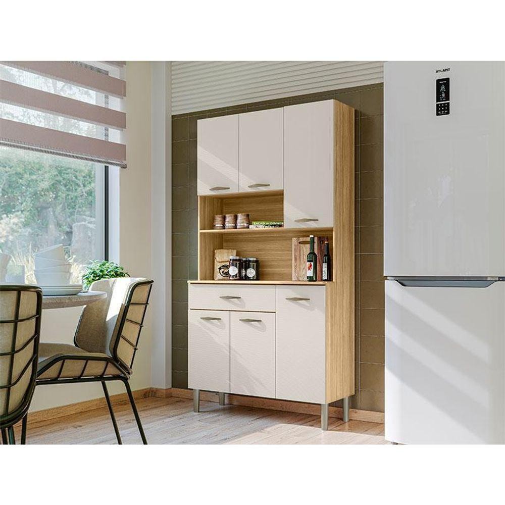 Kit Cozinha 6 Portas Ambiente Apolo Freijó Soft - Kits Paraná em Oferta na Shopee